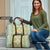 Squares Puakenikeni and Kalo Travel Bag Turquoise Palaka Hawaiian Quilt Pattern - Polynesian Pride