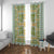 Squares Puakenikeni and Kalo Window Curtain Turquoise Palaka Hawaiian Quilt Pattern - Polynesian Pride