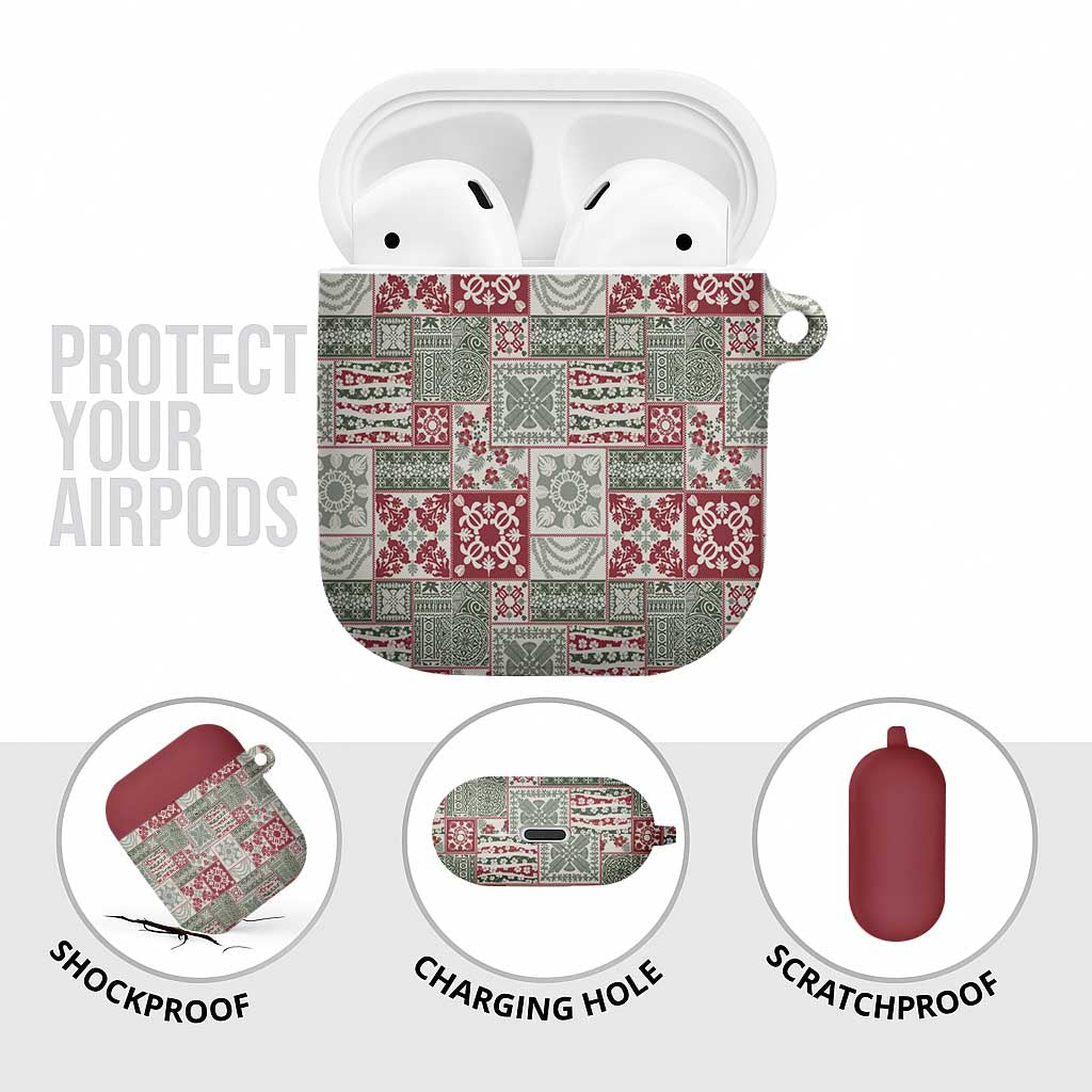 Mele Kalikimaka Hawaii Christmas AirPods Case Aloha Spirit with Hawaiian Quilt Pattern - Polynesian Pride
