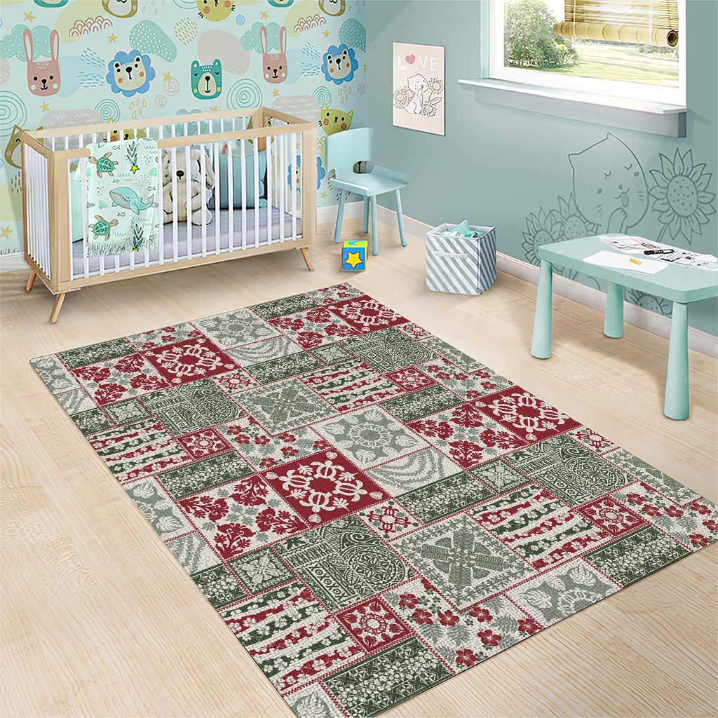 Mele Kalikimaka Hawaii Christmas Area Rug Aloha Spirit with Hawaiian Quilt Pattern - Polynesian Pride