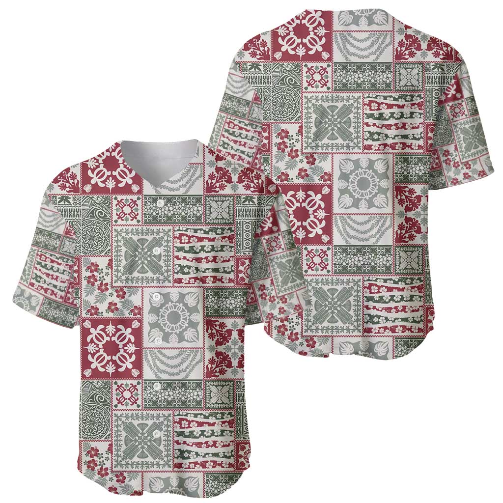 Mele Kalikimaka Hawaii Christmas Baseball Jersey Aloha Spirit with Hawaiian Quilt Pattern - Polynesian Pride