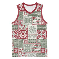 Mele Kalikimaka Hawaii Christmas Basketball Jersey Aloha Spirit with Hawaiian Quilt Pattern - Polynesian Pride