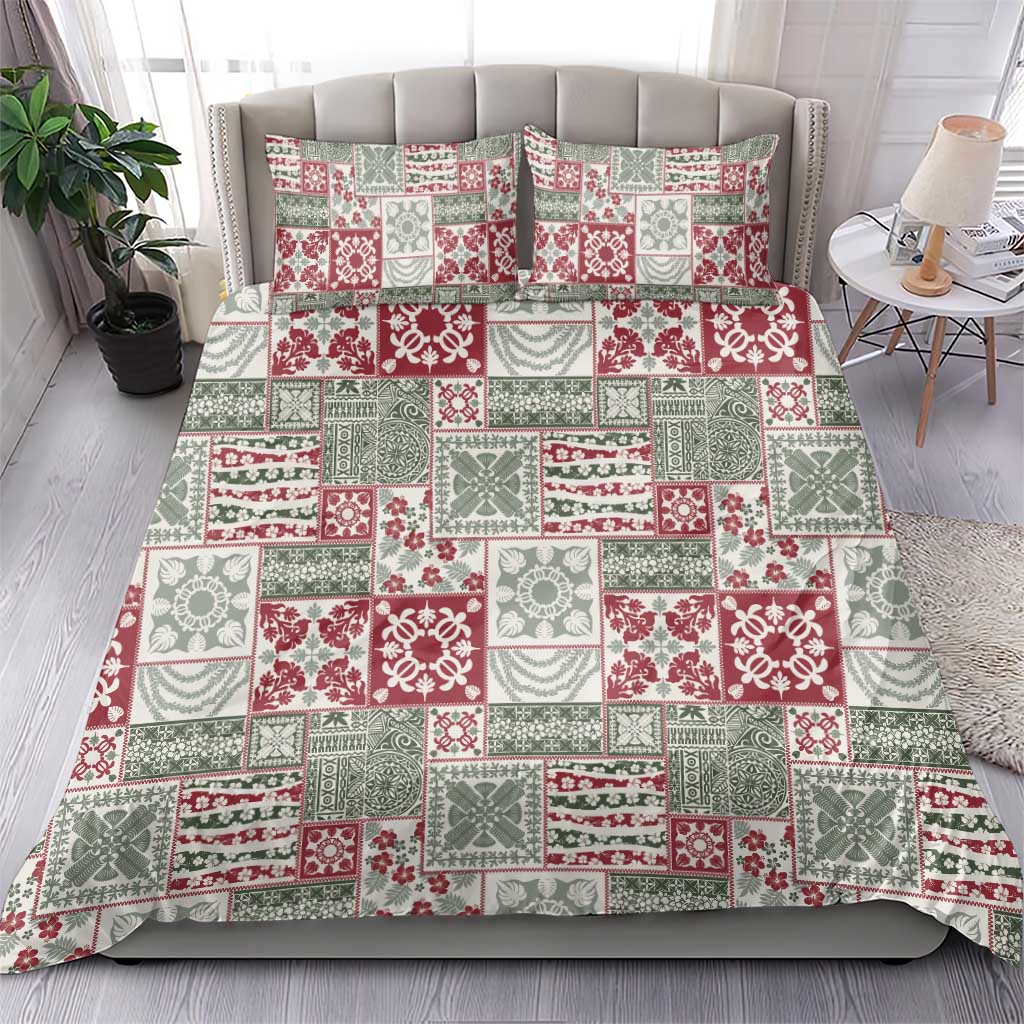 Mele Kalikimaka Hawaii Christmas Bedding Set Aloha Spirit with Hawaiian Quilt Pattern - Polynesian Pride