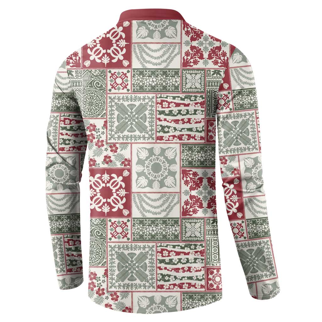Mele Kalikimaka Hawaii Christmas Button Sweatshirt Aloha Spirit with Hawaiian Quilt Pattern - Polynesian Pride