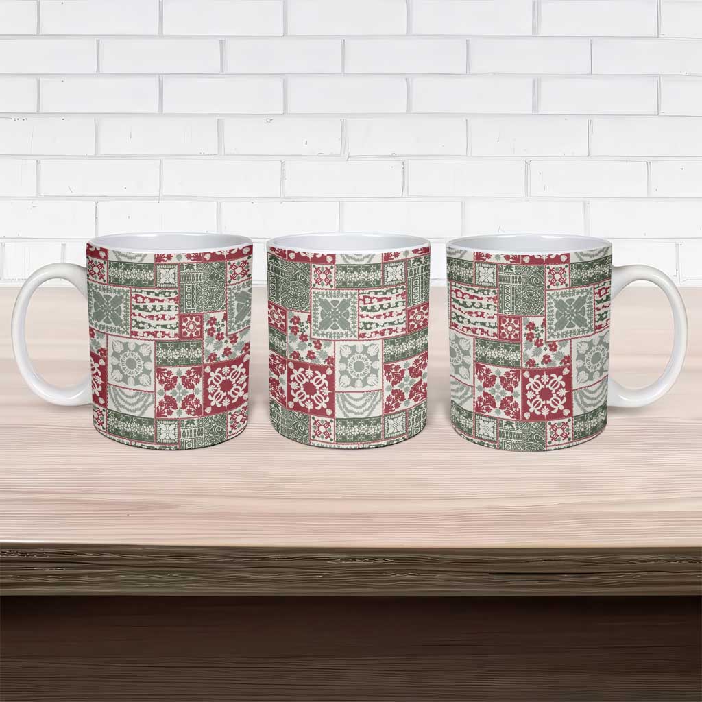 Mele Kalikimaka Hawaii Christmas Ceramic Mug Aloha Spirit with Hawaiian Quilt Pattern - Polynesian Pride