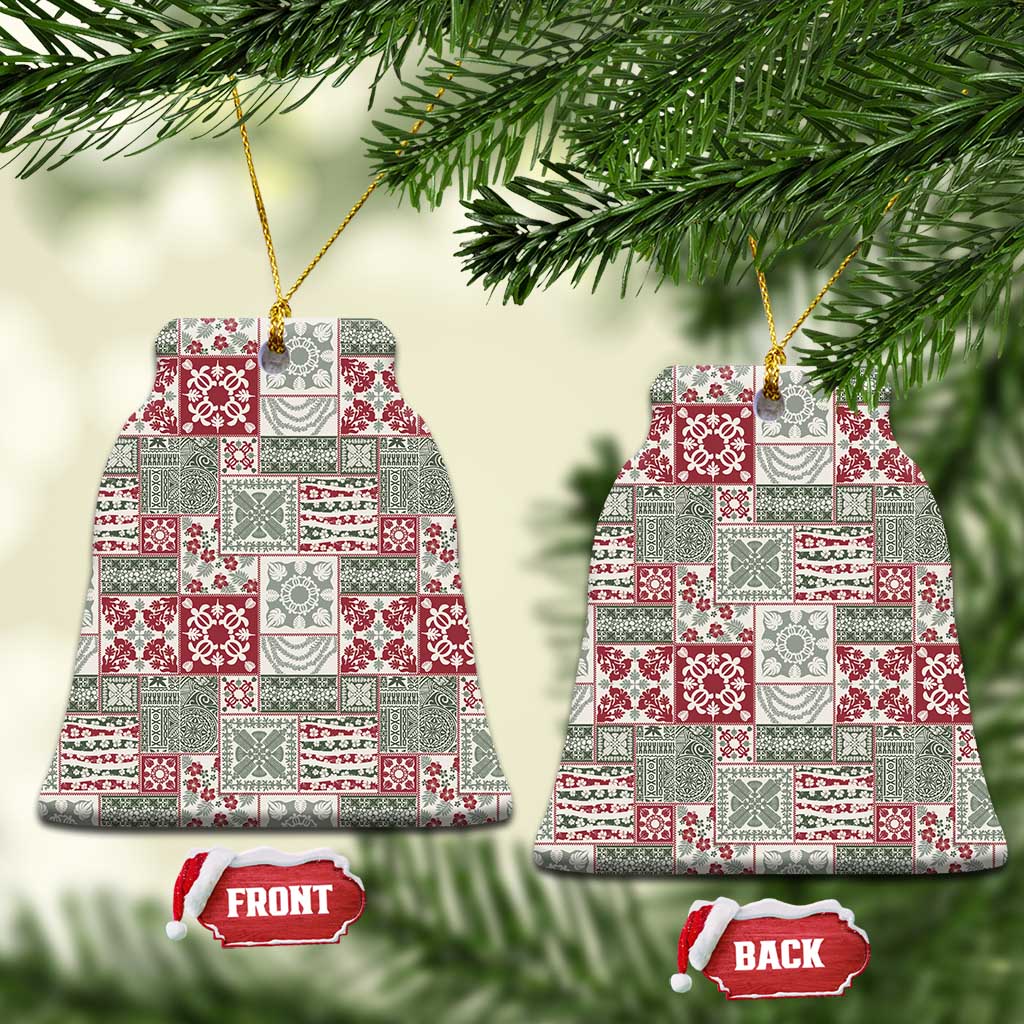 Mele Kalikimaka Hawaii Christmas Ceramic Ornament Aloha Spirit with Hawaiian Quilt Pattern - Polynesian Pride