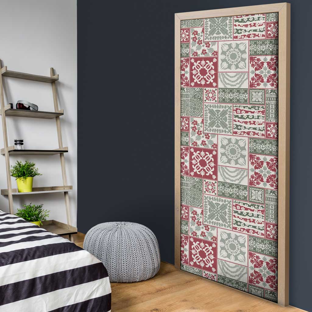 Mele Kalikimaka Hawaii Christmas Door Cover Aloha Spirit with Hawaiian Quilt Pattern - Polynesian Pride