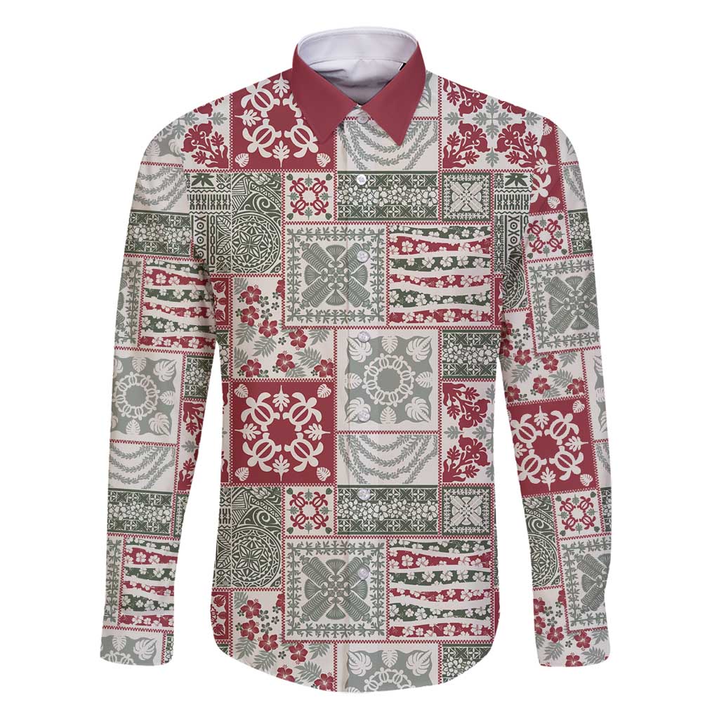 Mele Kalikimaka Hawaii Christmas Family Matching Long Sleeve Bodycon Dress and Hawaiian Shirt Aloha Spirit with Hawaiian Quilt Pattern - Polynesian Pride