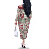Mele Kalikimaka Hawaii Christmas Family Matching Off The Shoulder Long Sleeve Dress and Hawaiian Shirt Aloha Spirit with Hawaiian Quilt Pattern - Polynesian Pride
