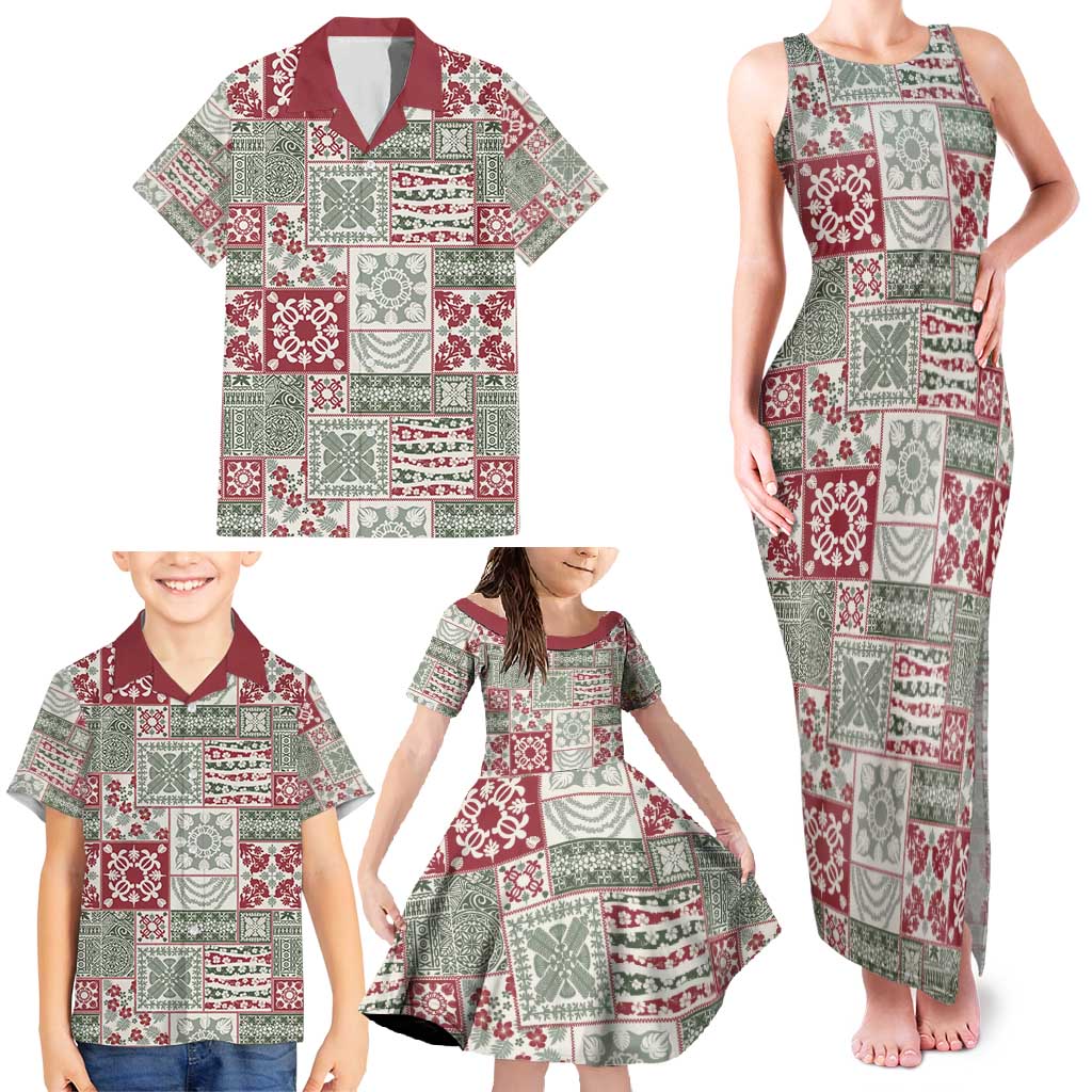 Mele Kalikimaka Hawaii Christmas Family Matching Tank Maxi Dress and Hawaiian Shirt Aloha Spirit with Hawaiian Quilt Pattern - Polynesian Pride
