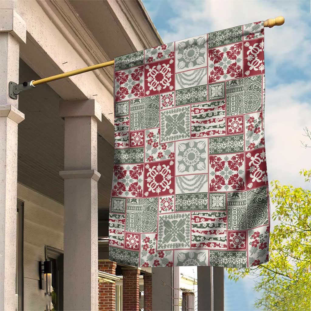 Mele Kalikimaka Hawaii Christmas Garden Flag Aloha Spirit with Hawaiian Quilt Pattern - Polynesian Pride