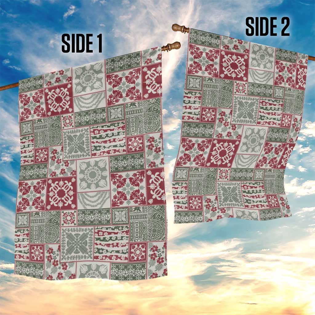 Mele Kalikimaka Hawaii Christmas Garden Flag Aloha Spirit with Hawaiian Quilt Pattern - Polynesian Pride