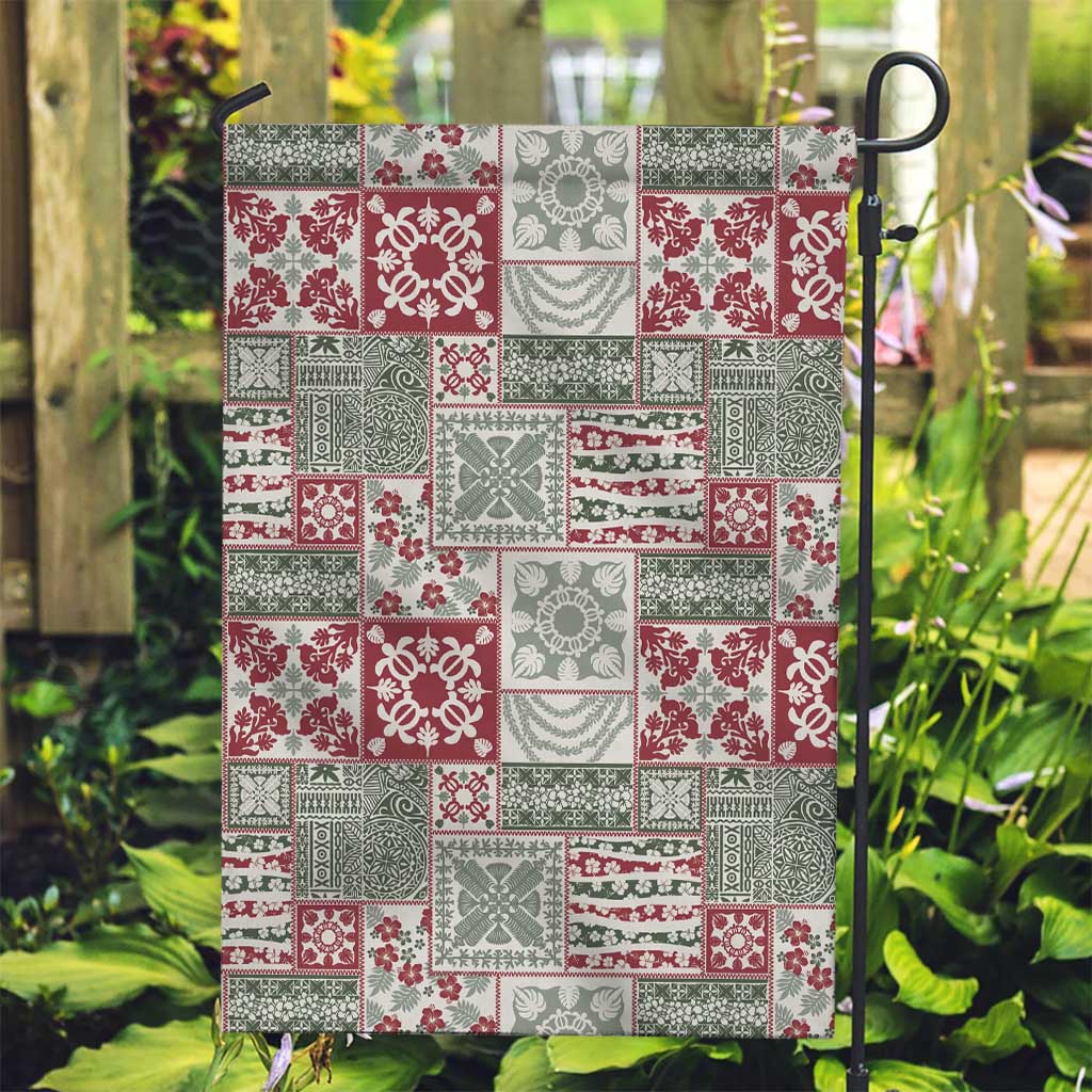 Mele Kalikimaka Hawaii Christmas Garden Flag Aloha Spirit with Hawaiian Quilt Pattern - Polynesian Pride