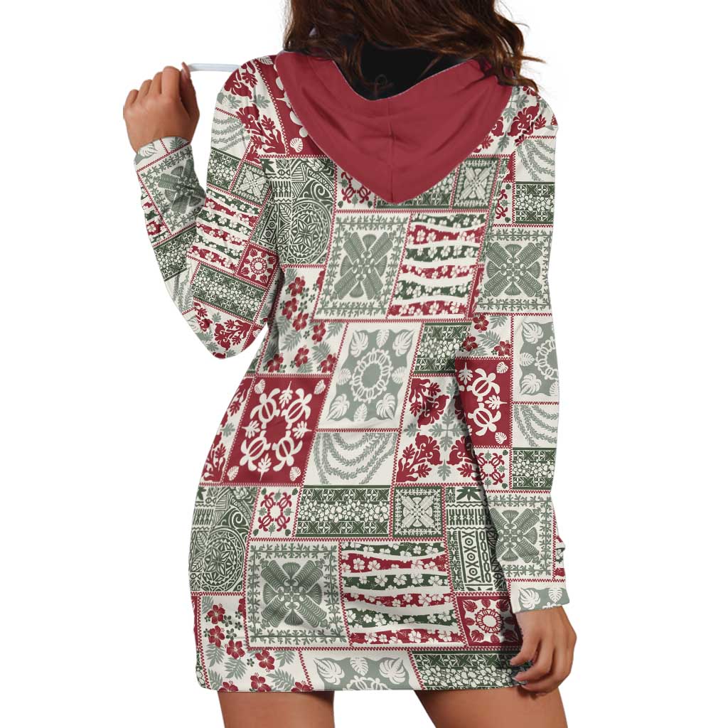 Mele Kalikimaka Hawaii Christmas Hoodie Dress Aloha Spirit with Hawaiian Quilt Pattern - Polynesian Pride