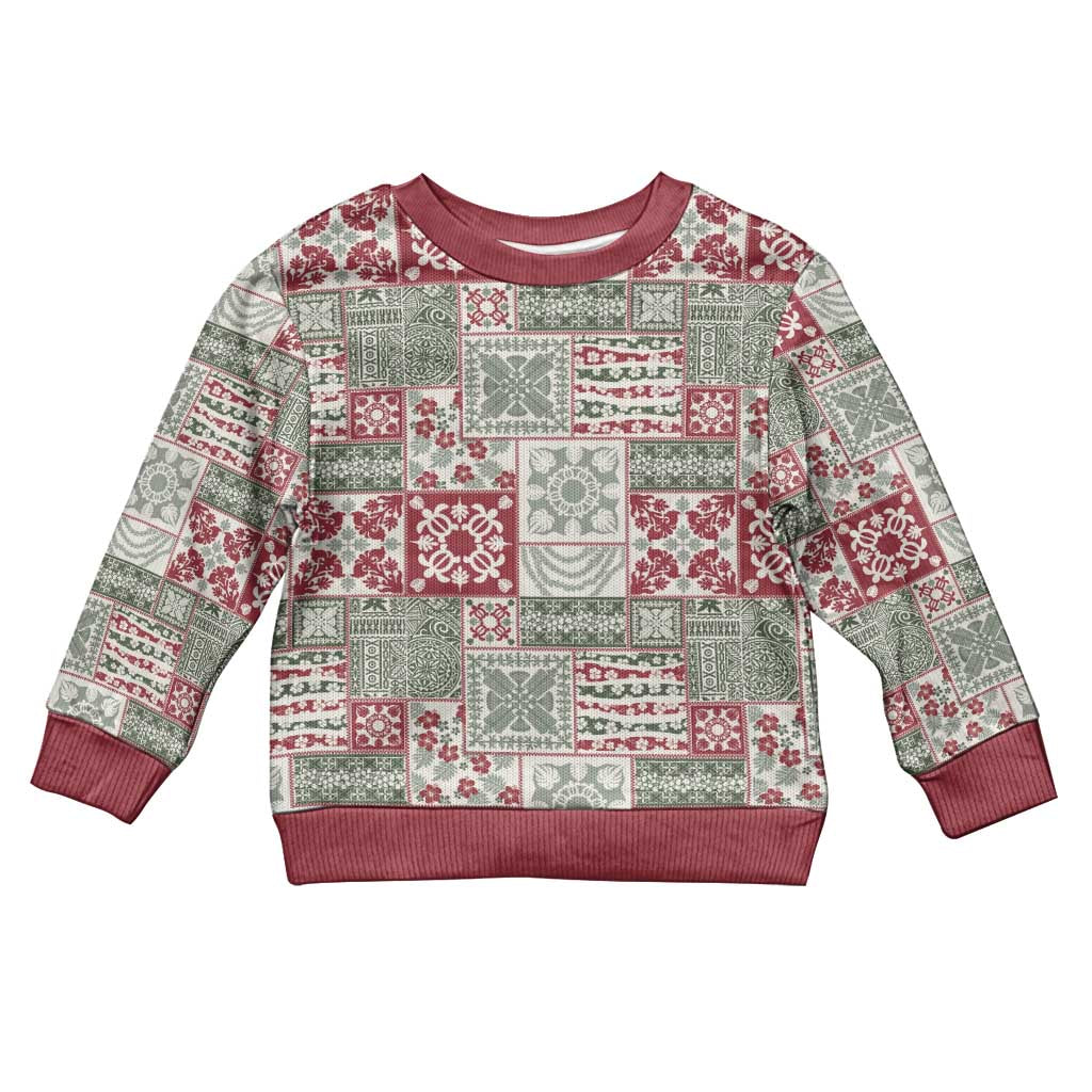 Mele Kalikimaka Hawaii Christmas Kid Ugly Christmas Sweater Aloha Spirit with Hawaiian Quilt Pattern - Polynesian Pride