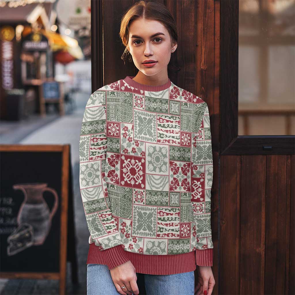 Mele Kalikimaka Hawaii Christmas Ugly Christmas Sweater Aloha Spirit with Hawaiian Quilt Pattern - Polynesian Pride