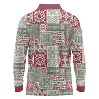 Mele Kalikimaka Hawaii Christmas Long Sleeve Polo Shirt Aloha Spirit with Hawaiian Quilt Pattern - Polynesian Pride