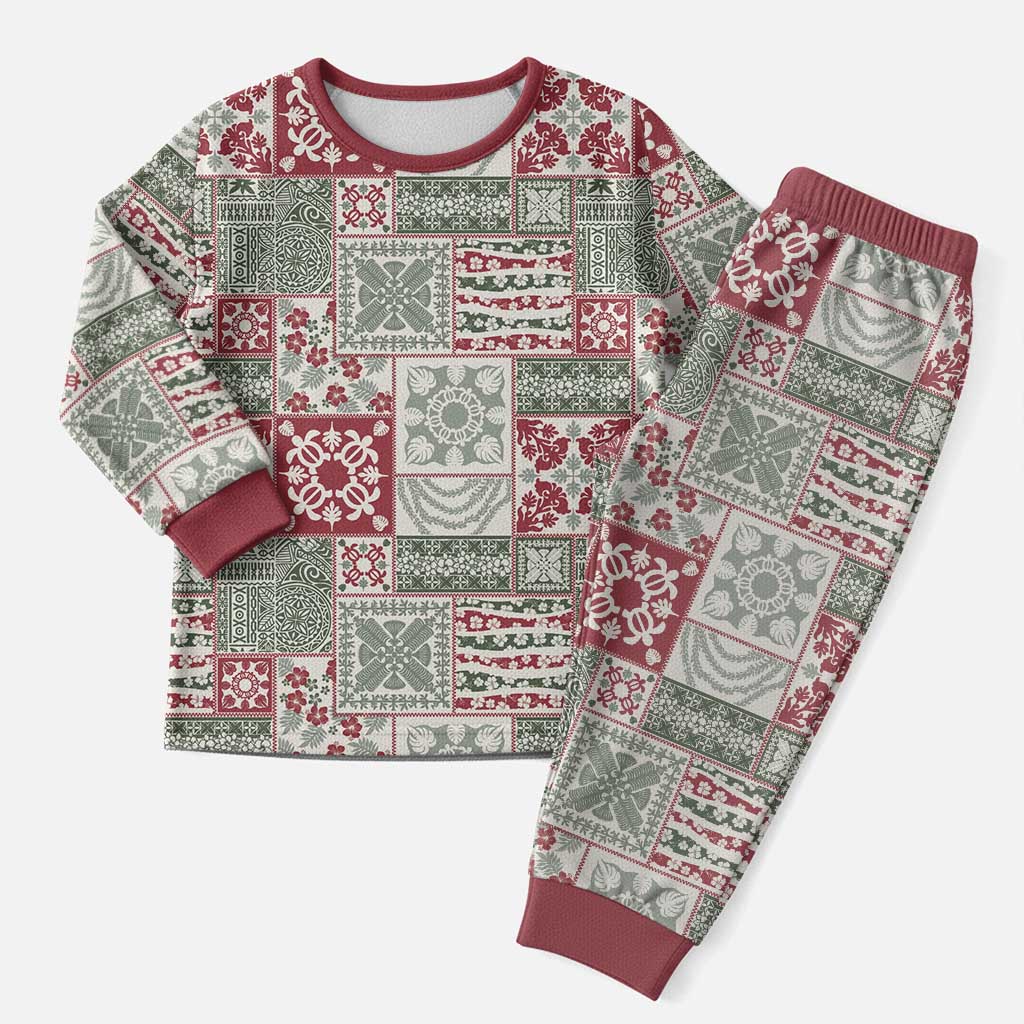 Mele Kalikimaka Hawaii Christmas Pajama Set Aloha Spirit with Hawaiian Quilt Pattern - Polynesian Pride