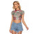 Mele Kalikimaka Hawaii Christmas Raglan Cropped T Shirt Aloha Spirit with Hawaiian Quilt Pattern - Polynesian Pride