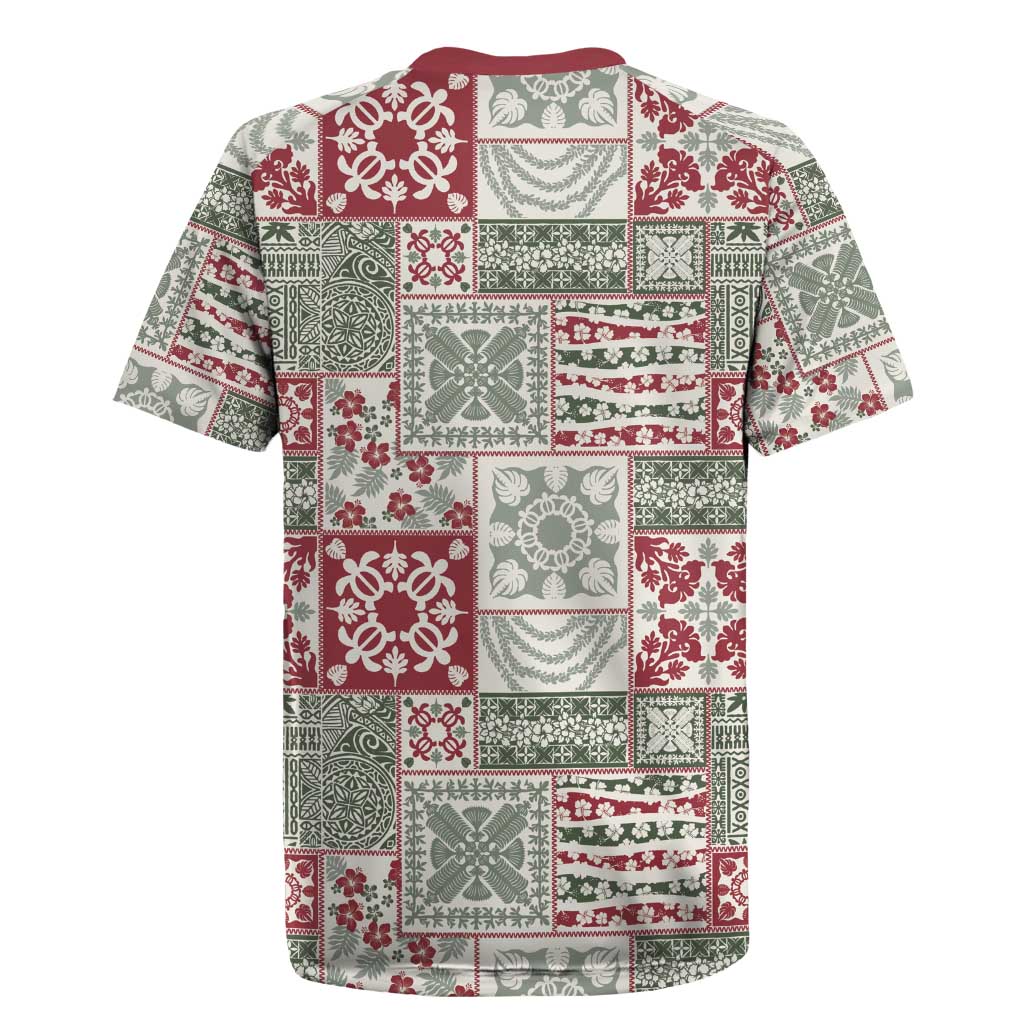 Mele Kalikimaka Hawaii Christmas Rugby Jersey Aloha Spirit with Hawaiian Quilt Pattern - Polynesian Pride