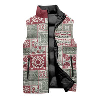 Mele Kalikimaka Hawaii Christmas Sleeveless Puffer Jacket Aloha Spirit with Hawaiian Quilt Pattern - Polynesian Pride