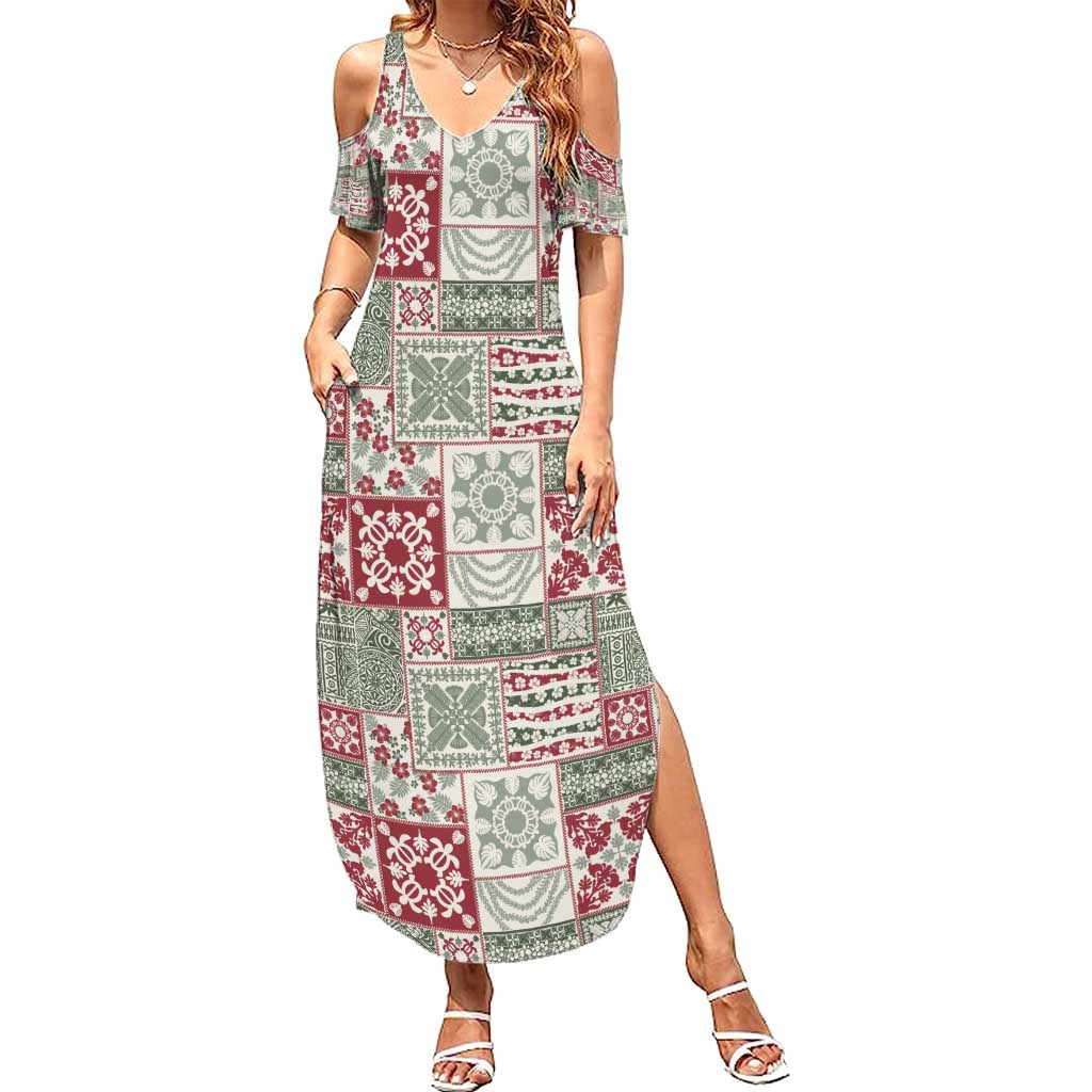 Mele Kalikimaka Hawaii Christmas Summer Maxi Dress Aloha Spirit with Hawaiian Quilt Pattern - Polynesian Pride