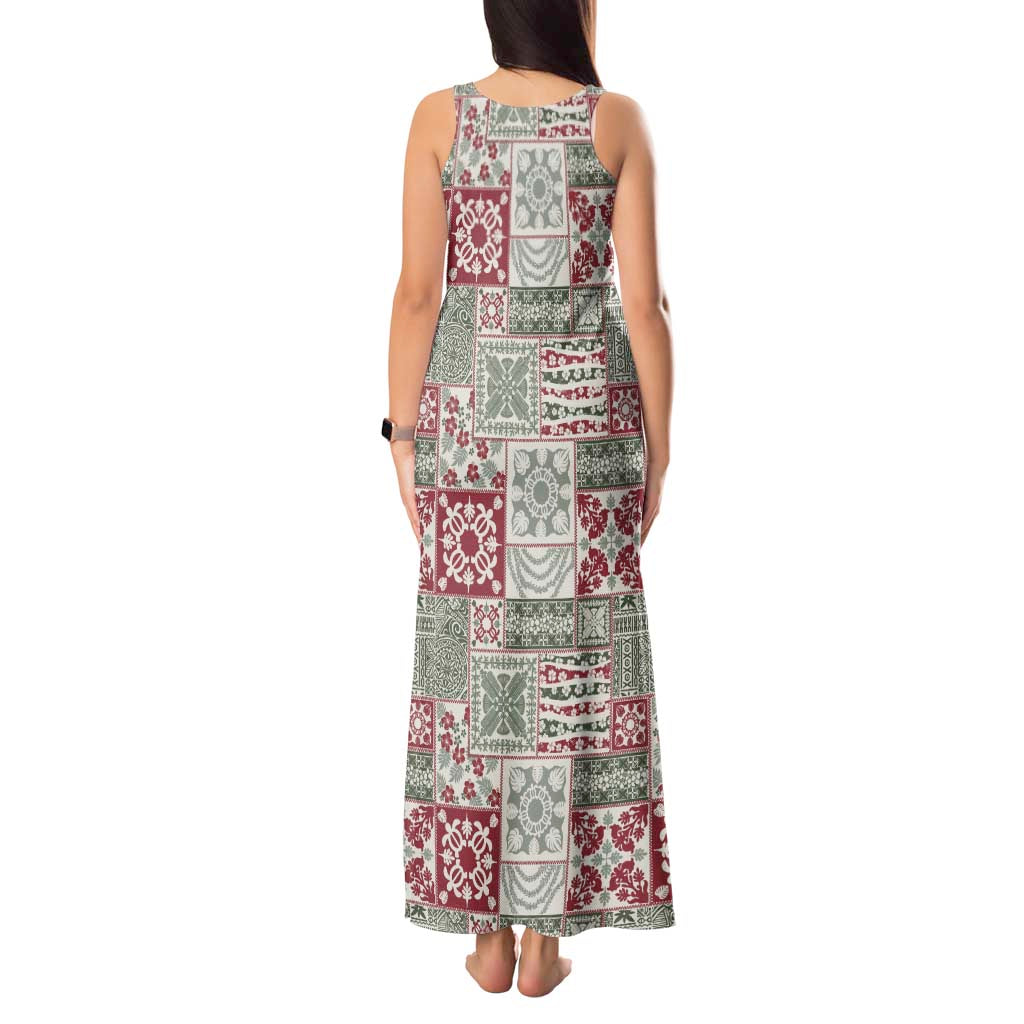 Mele Kalikimaka Hawaii Christmas Tank Maxi Dress Aloha Spirit with Hawaiian Quilt Pattern - Polynesian Pride