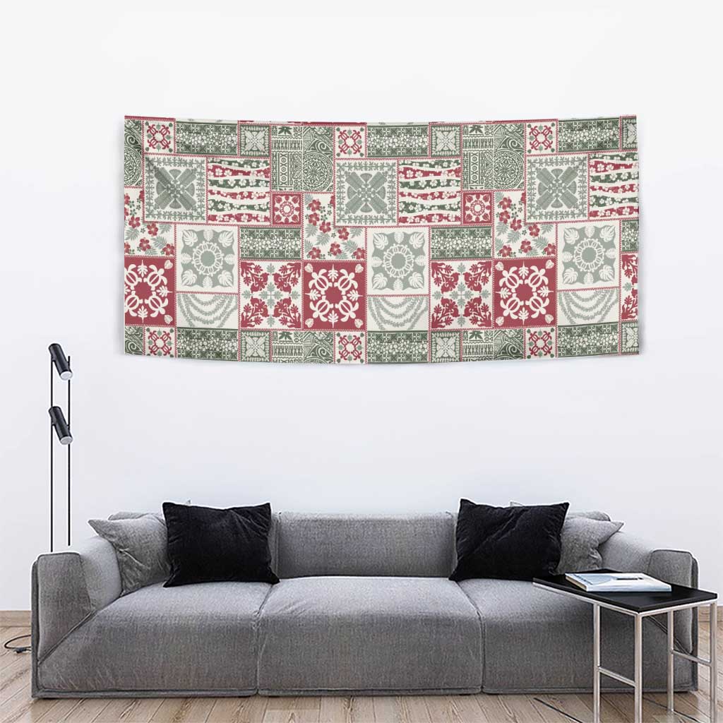 Mele Kalikimaka Hawaii Christmas Tapestry Aloha Spirit with Hawaiian Quilt Pattern - Polynesian Pride