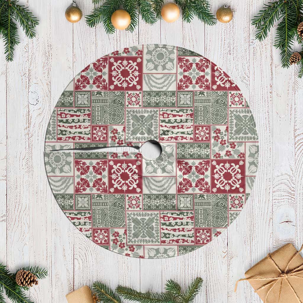Mele Kalikimaka Hawaii Christmas Tree Skirt Aloha Spirit with Hawaiian Quilt Pattern - Polynesian Pride