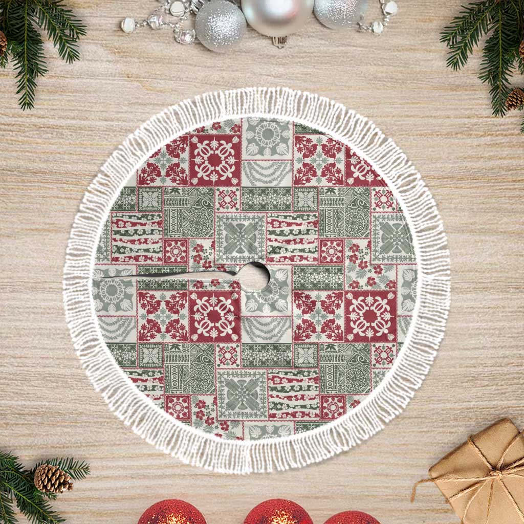 Mele Kalikimaka Hawaii Christmas Tree Skirt Aloha Spirit with Hawaiian Quilt Pattern - Polynesian Pride