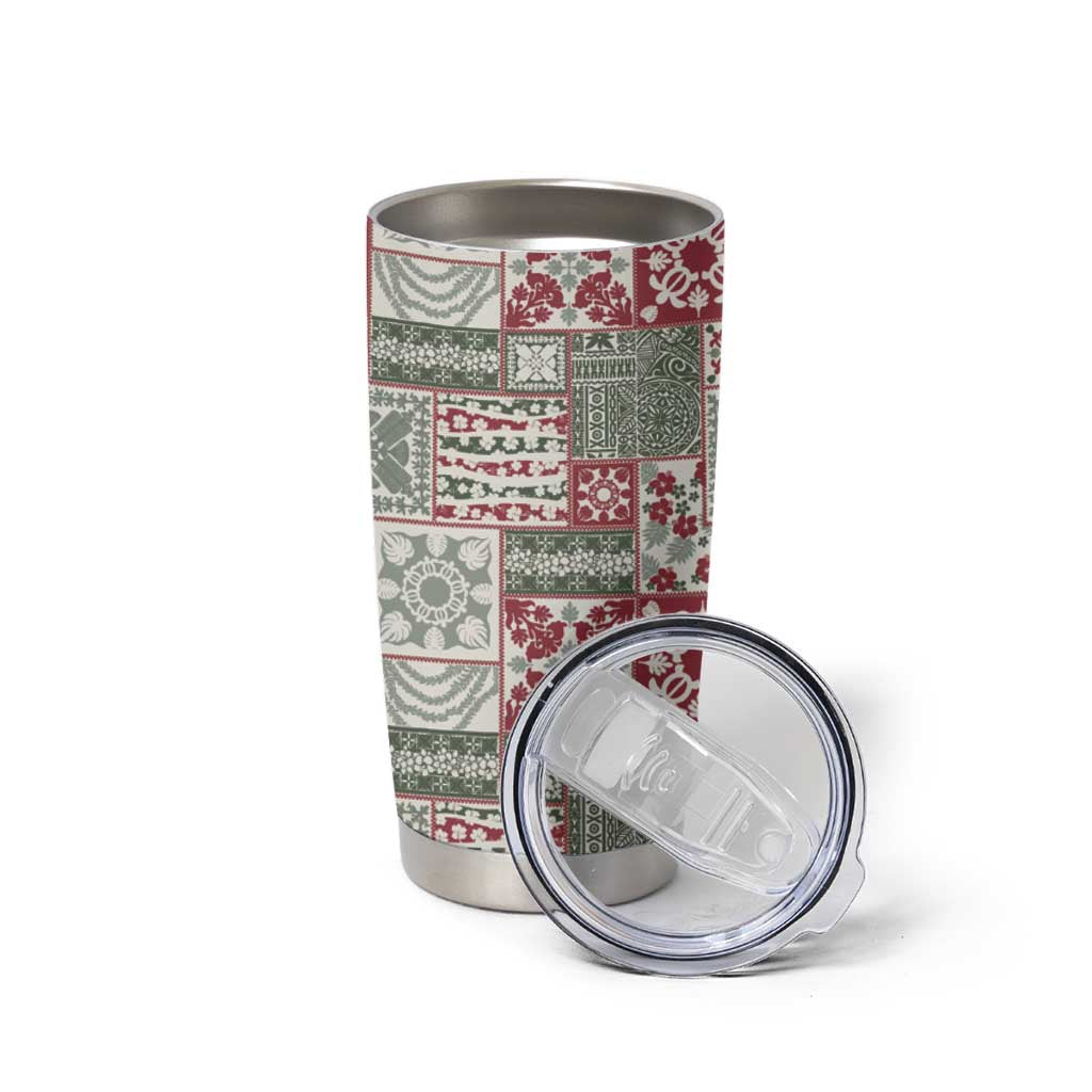 Mele Kalikimaka Hawaii Christmas Tumbler Cup Aloha Spirit with Hawaiian Quilt Pattern - Polynesian Pride