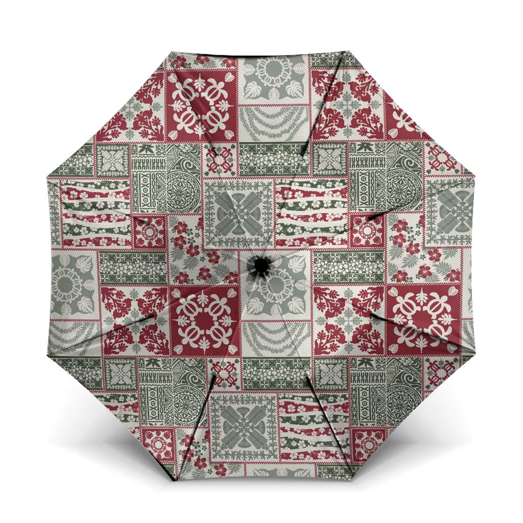 Mele Kalikimaka Hawaii Christmas Umbrella Aloha Spirit with Hawaiian Quilt Pattern - Polynesian Pride