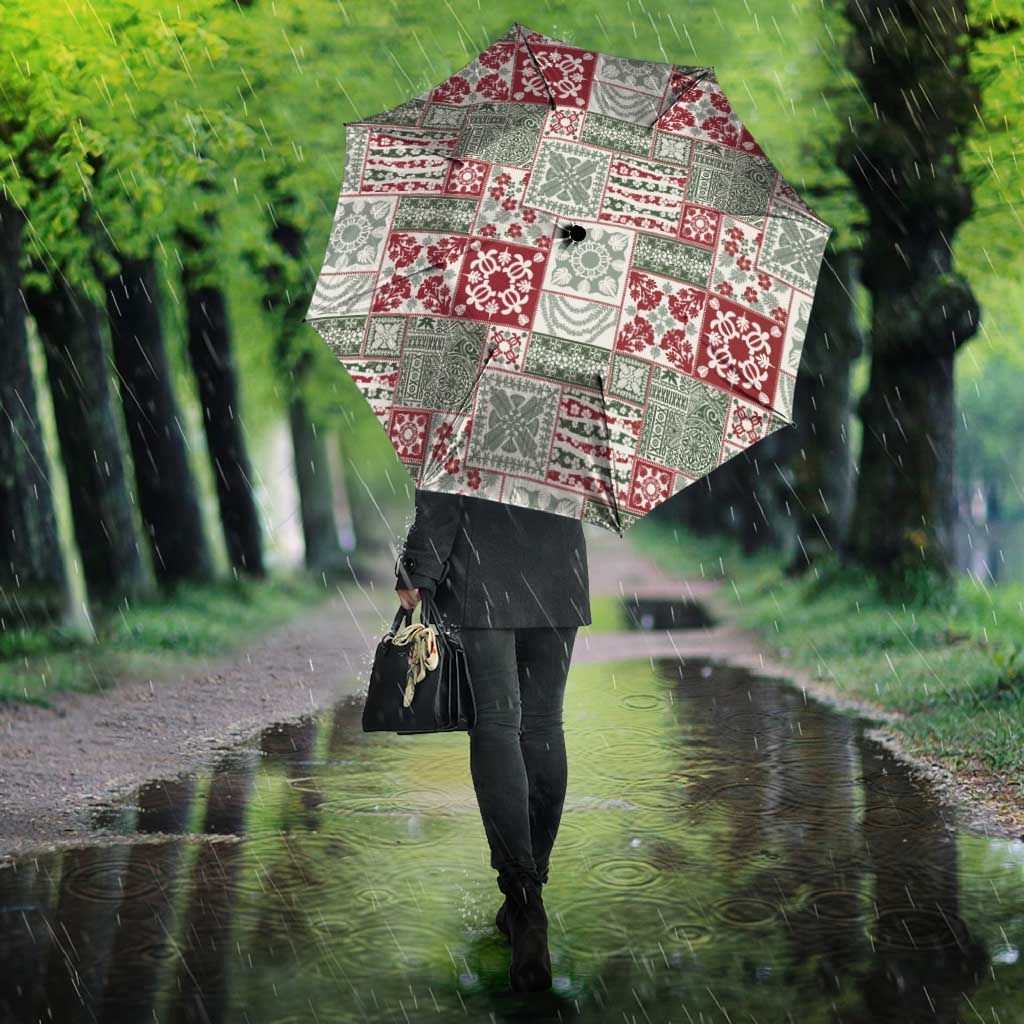 Mele Kalikimaka Hawaii Christmas Umbrella Aloha Spirit with Hawaiian Quilt Pattern - Polynesian Pride