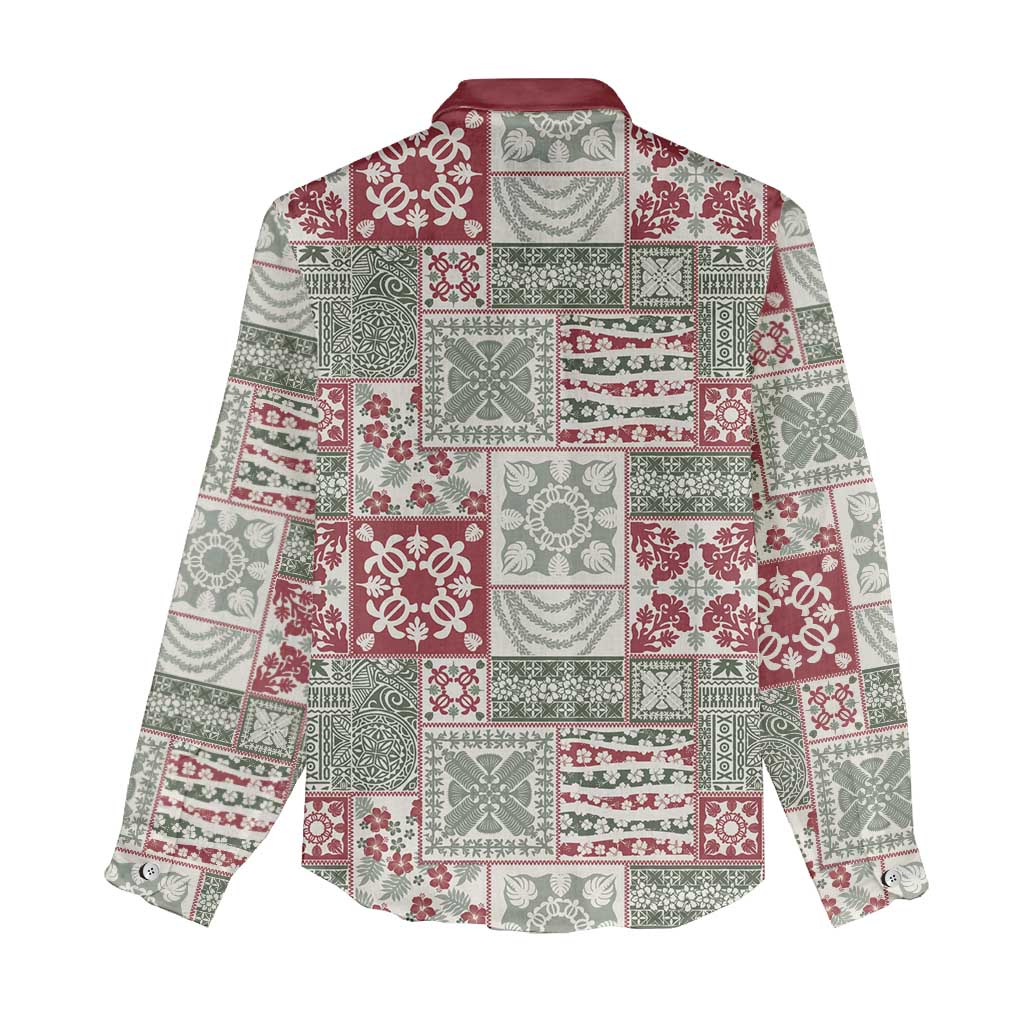 Mele Kalikimaka Hawaii Christmas Women Casual Shirt Aloha Spirit with Hawaiian Quilt Pattern - Polynesian Pride