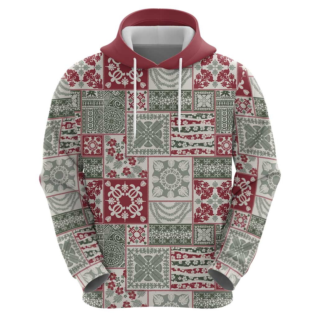 Mele Kalikimaka Hawaii Christmas Zip Hoodie Aloha Spirit with Hawaiian Quilt Pattern - Polynesian Pride