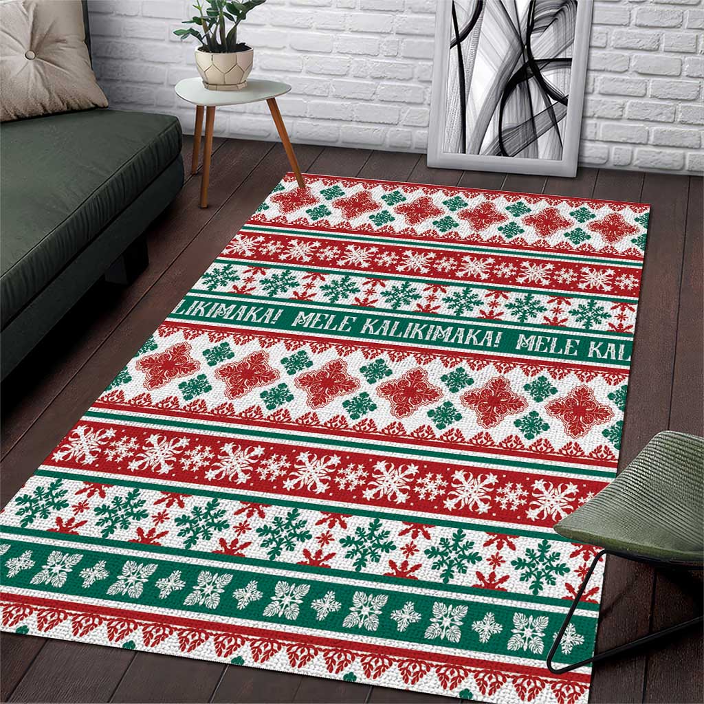 Mele Kalikimaka Hawaii Christmas Area Rug Hawaiian Quilt Pattern Style - Polynesian Pride
