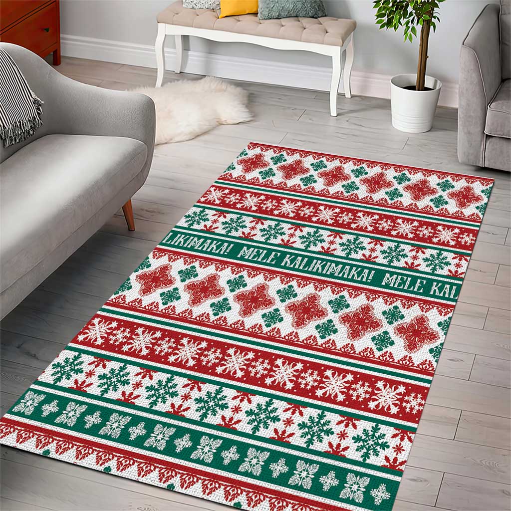 Mele Kalikimaka Hawaii Christmas Area Rug Hawaiian Quilt Pattern Style - Polynesian Pride
