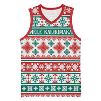 Mele Kalikimaka Hawaii Christmas Basketball Jersey Hawaiian Quilt Pattern Style - Polynesian Pride