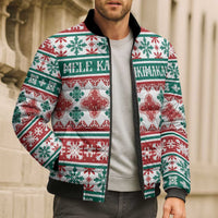 Mele Kalikimaka Hawaii Christmas Bomber Puffer Jacket Hawaiian Quilt Pattern Style - Polynesian Pride