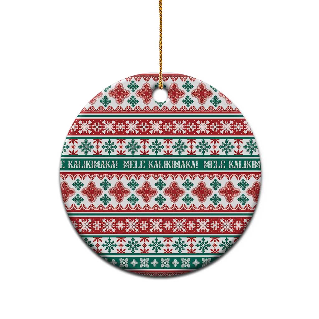 Mele Kalikimaka Hawaii Christmas Ceramic Ornament Hawaiian Quilt Pattern Style - Polynesian Pride