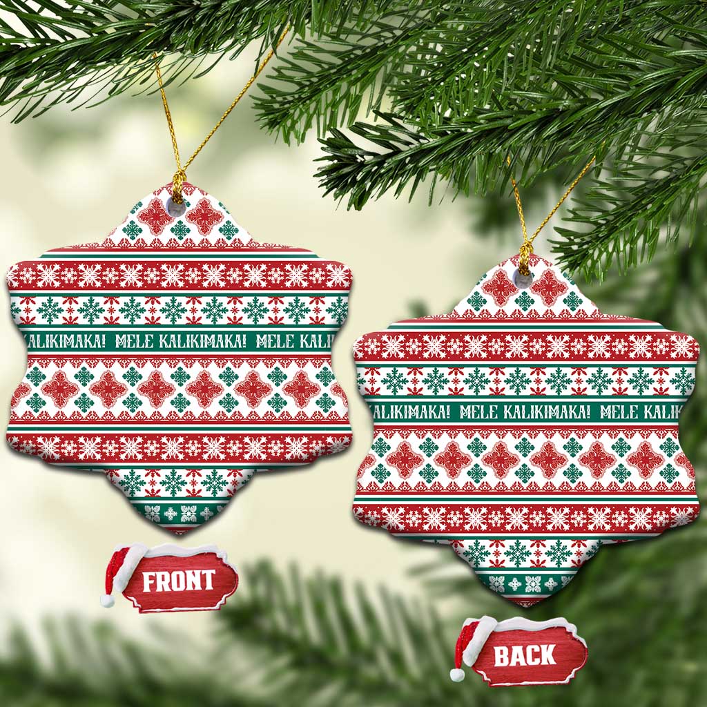 Mele Kalikimaka Hawaii Christmas Ceramic Ornament Hawaiian Quilt Pattern Style - Polynesian Pride