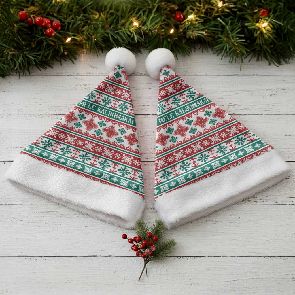 Mele Kalikimaka Hawaii Christmas Santa Hat Hawaiian Quilt Pattern Style - Polynesian Pride