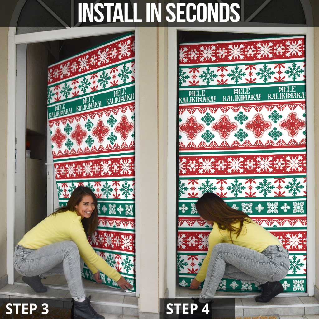 Mele Kalikimaka Hawaii Christmas Door Cover Hawaiian Quilt Pattern Style - Polynesian Pride