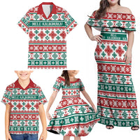 Mele Kalikimaka Hawaii Christmas Family Matching Off Shoulder Maxi Dress and Hawaiian Shirt Hawaiian Quilt Pattern Style - Polynesian Pride