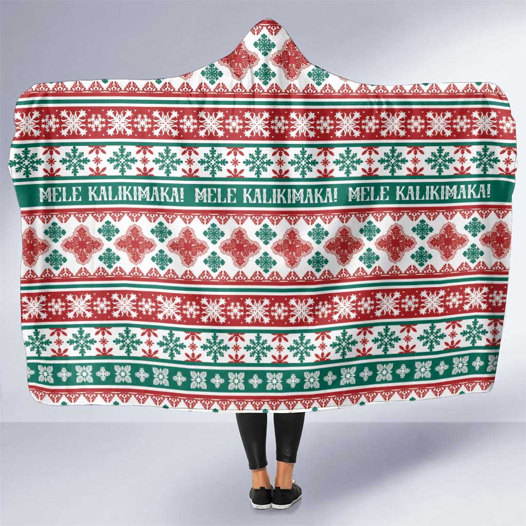 Mele Kalikimaka Hawaii Christmas Hooded Blanket Hawaiian Quilt Pattern Style - Polynesian Pride