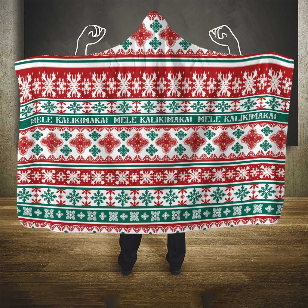 Mele Kalikimaka Hawaii Christmas Hooded Blanket Hawaiian Quilt Pattern Style - Polynesian Pride