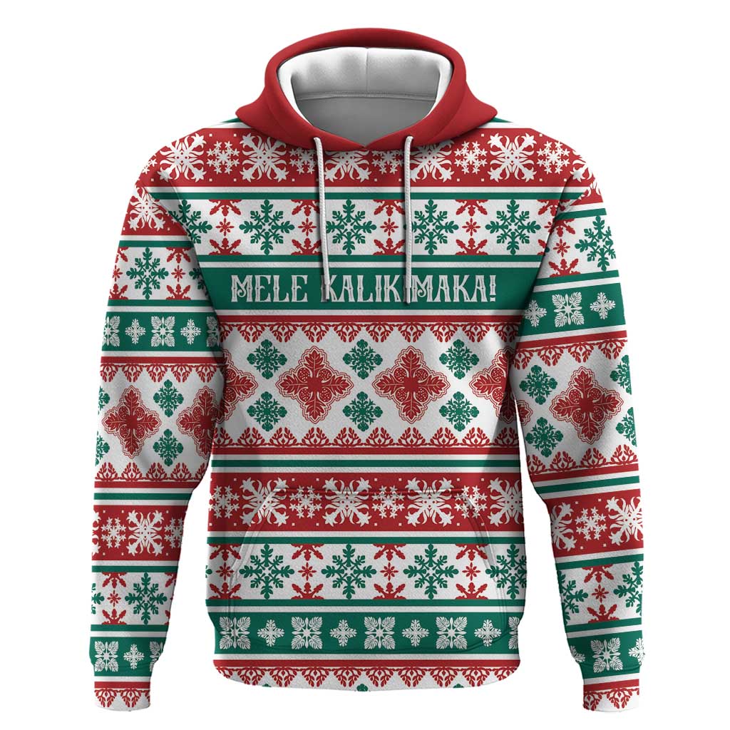 Mele Kalikimaka Hawaii Christmas Hoodie Hawaiian Quilt Pattern Style - Polynesian Pride