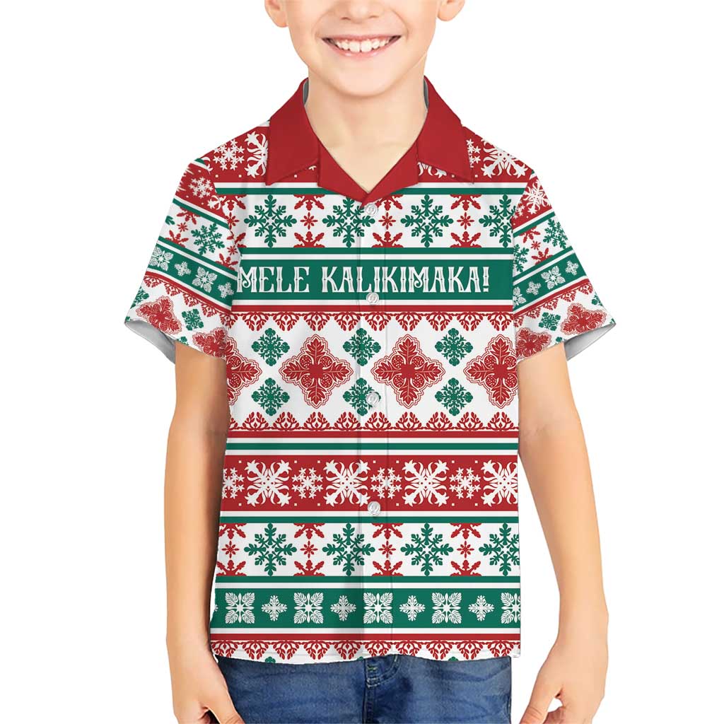 Mele Kalikimaka Hawaii Christmas Kid Hawaiian Shirt Hawaiian Quilt Pattern Style - Polynesian Pride