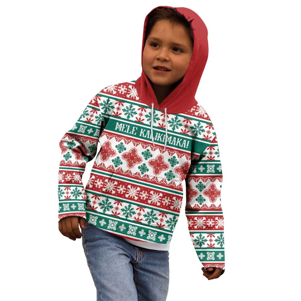 Mele Kalikimaka Hawaii Christmas Kid Hoodie Hawaiian Quilt Pattern Style - Polynesian Pride
