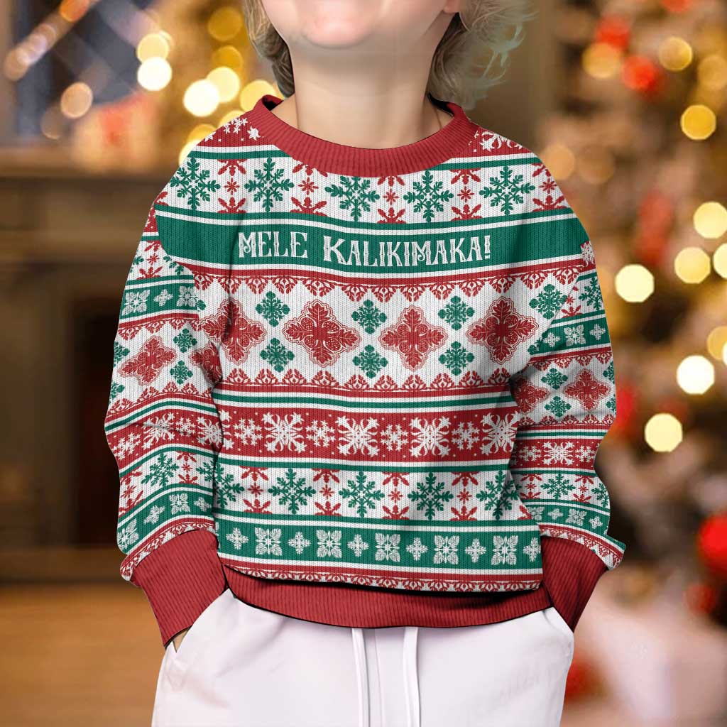Mele Kalikimaka Hawaii Christmas Kid Ugly Christmas Sweater Hawaiian Quilt Pattern Style - Polynesian Pride